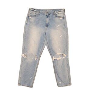 American Eagle Jeans Womens 16 Mom Jean Light Wash Holes Distressed